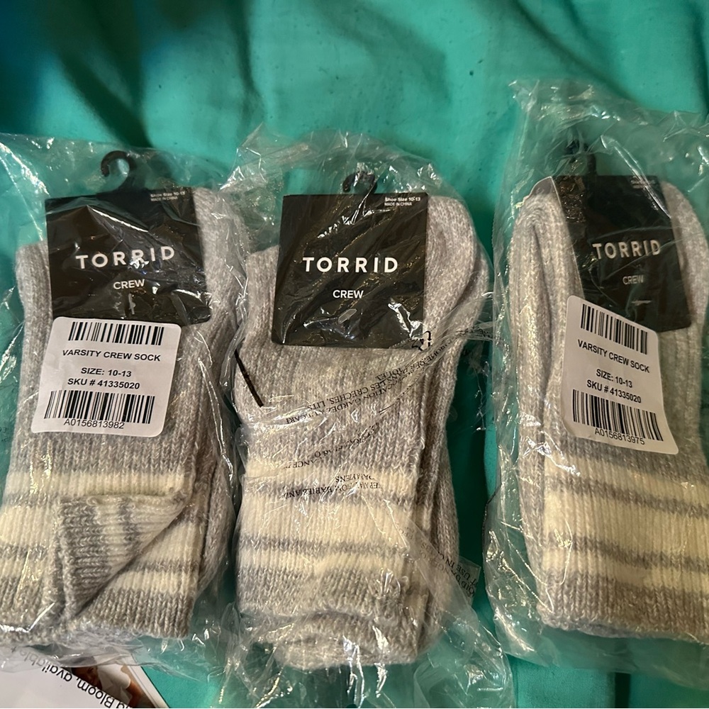 Torrid Gray Varsity Crew Socks